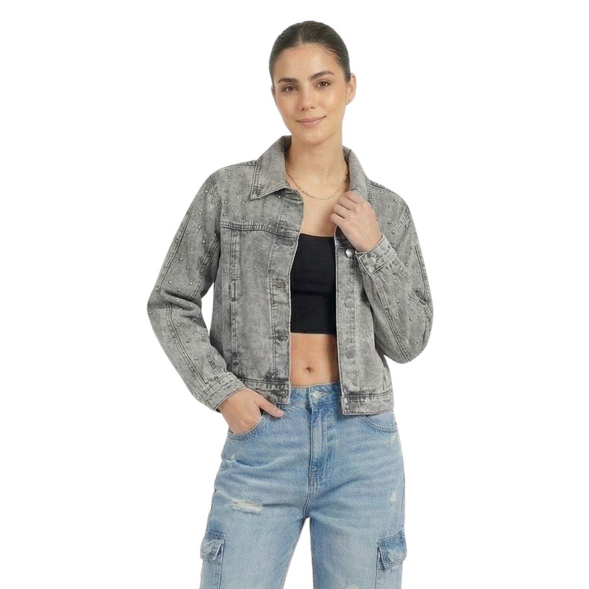 D'JOE - Chaqueta Denim Brillante Mujer Lawrense