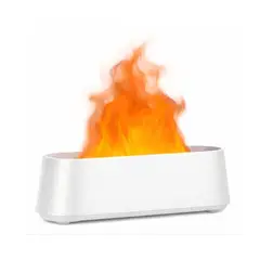 GENERICO - Difusor de Aromas Efecto Llama con Control Remoto Humidificador Luz 7 Colores BLANCO