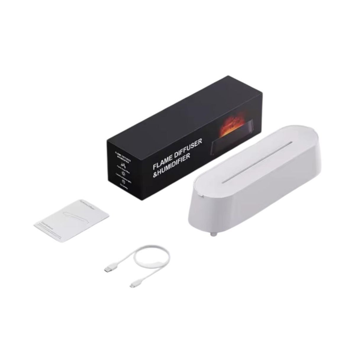 GENERICO - Difusor de Aromas Efecto Llama con Control Remoto Humidificador Luz 7 Colores BLANCO