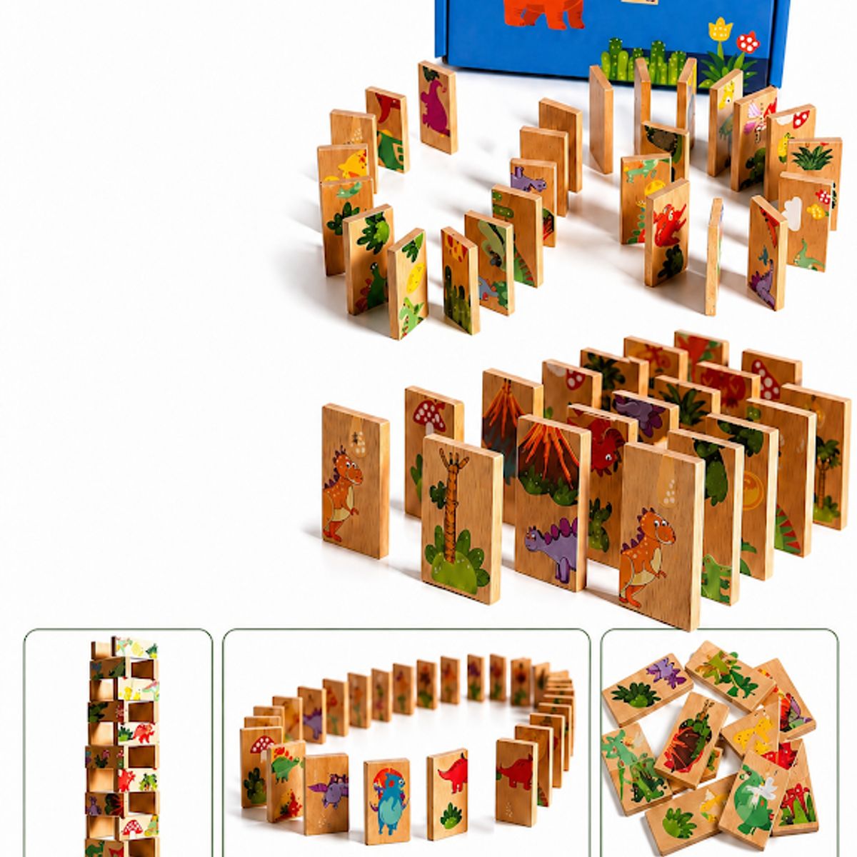 GENERICO - ROMPECABEZA DOMINO DINOSAURIO MADERA MONTESSORI NIÑOS