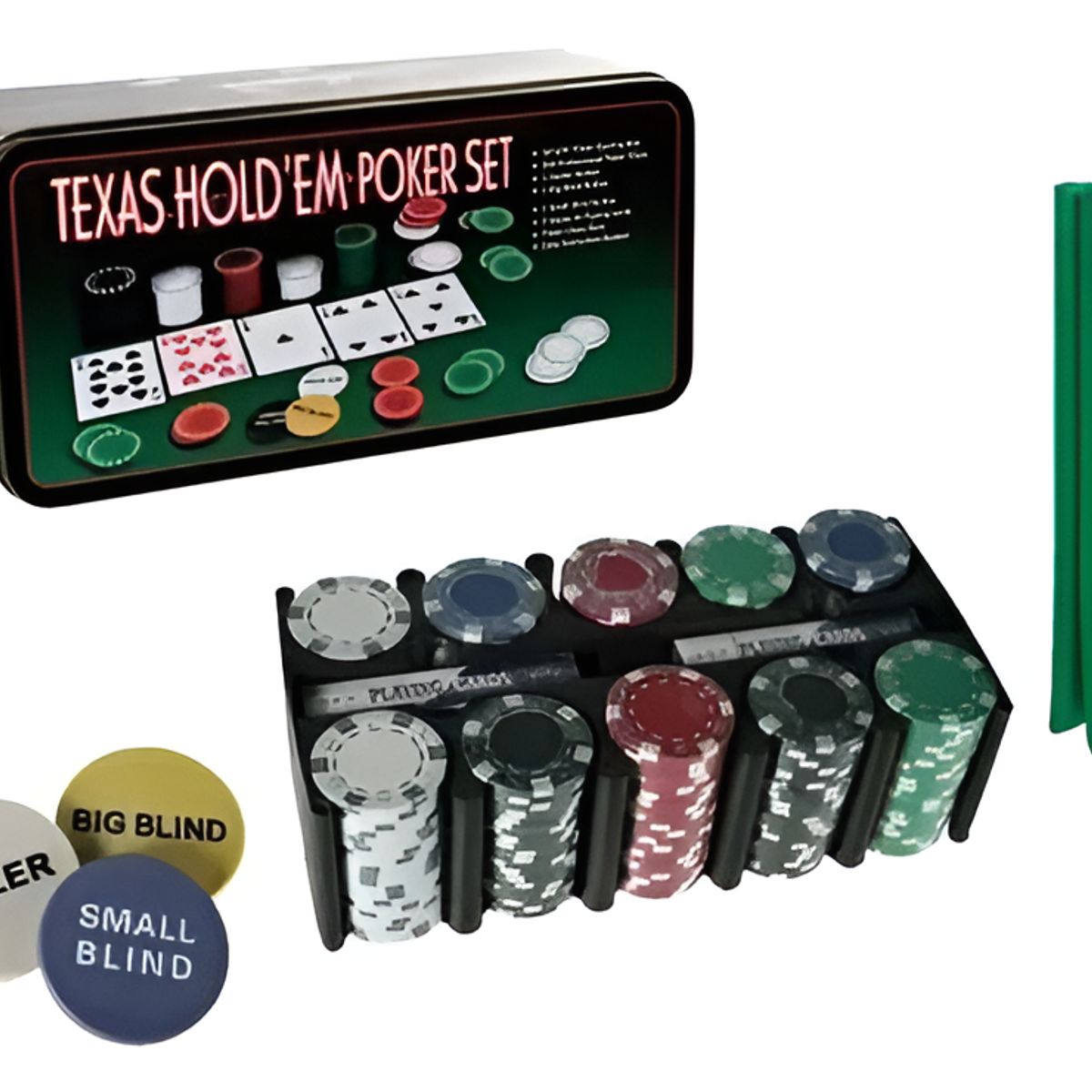 GENERICO - Set De Poker Fichero 200 Fichas + Cartas + Paño