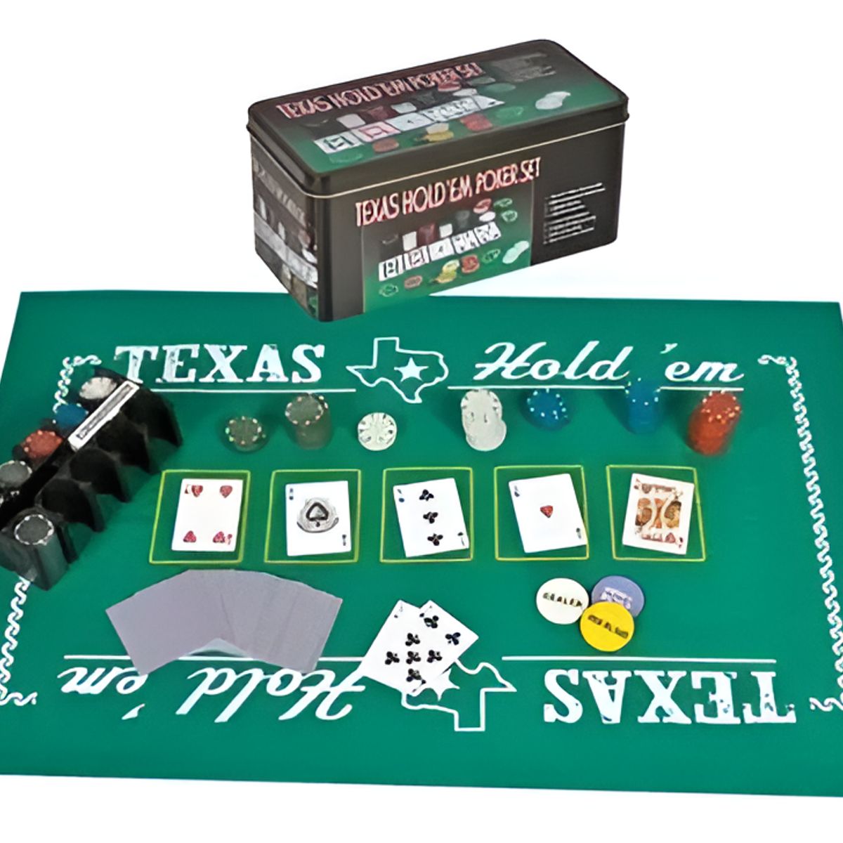 GENERICO - Set De Poker Fichero 200 Fichas + Cartas + Paño