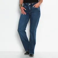 JEANS BASICO RECTO TIRO ALTO PRETINA UN BOTON
