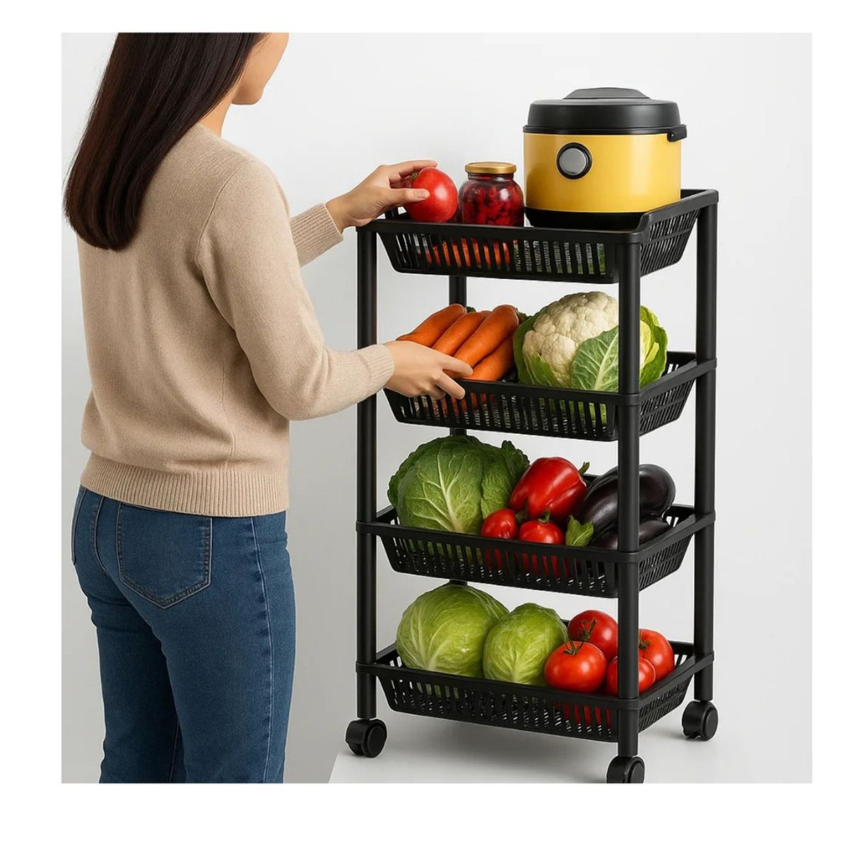 GENERICO - Carrito Organizador Multiusos De 4 Niveles Con Ruedas