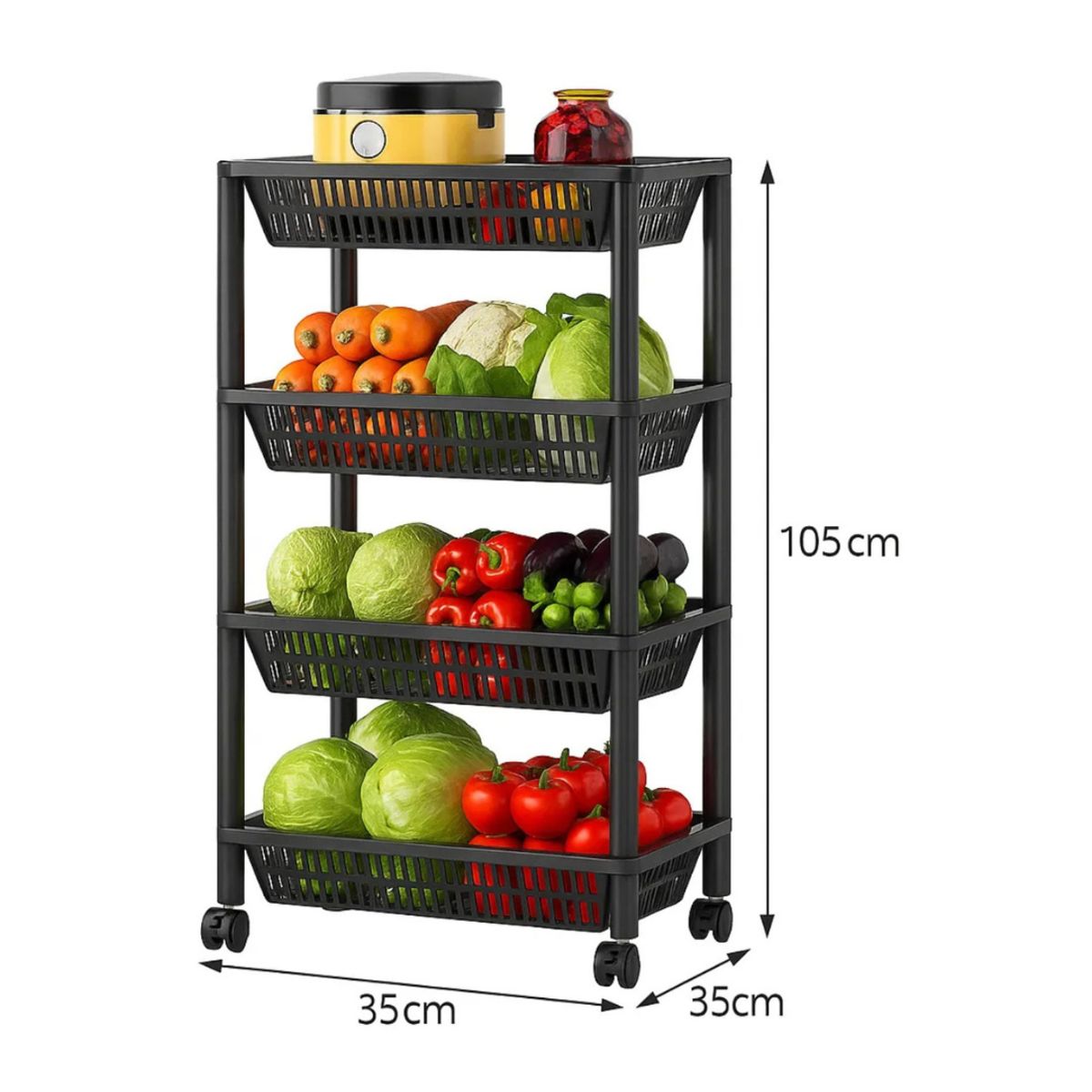 GENERICO - Carrito Organizador Multiusos De 4 Niveles Con Ruedas