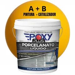 EPOXY - PORCELANATO LIQUIDO PREMIUM - KIT TINETA 14 KILOS - AMARILLO ORO RAL 1004