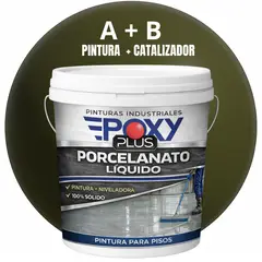 EPOXY - PORCELANATO LIQUIDO PREMIUM - KIT TINETA 14 KILOS - OLIVA MARRÓN RAL 6014
