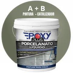 EPOXY - PORCELANATO LIQUIDO PREMIUM - KIT TINETA 14 KILOS - GRIS OLIVA RAL 7002