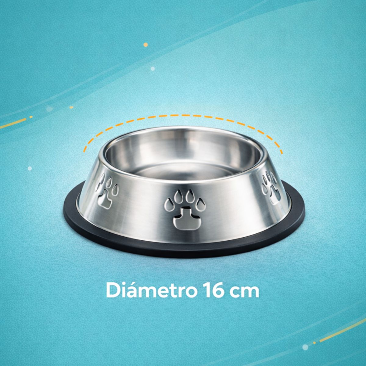 GENERICO - Comedero Metalico Gato Platos Perro Mascota Acero Inox 16 Cm