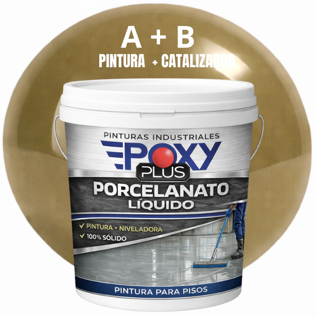 EPOXY - PORCELANATO LIQUIDO PREMIUM - KIT TINETA 14 KILOS - MARRÓN VERDOSO RAL 8000