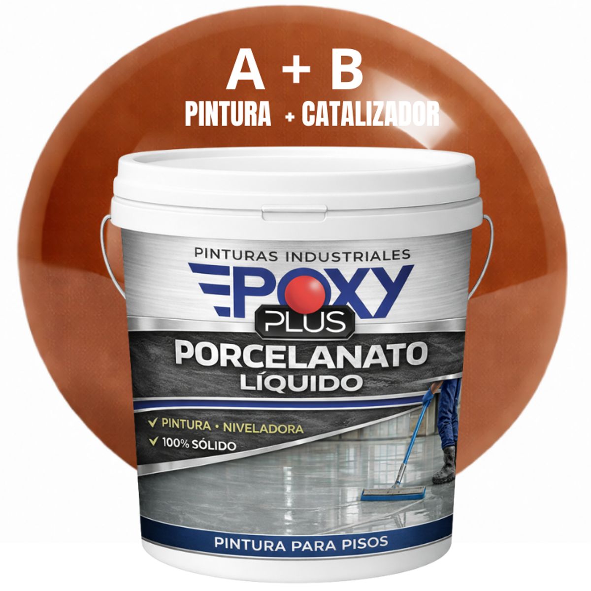 EPOXY - PORCELANATO LIQUIDO PREMIUM - KIT TINETA 14 KILOS - MARRÓN COBRE RAL 8004