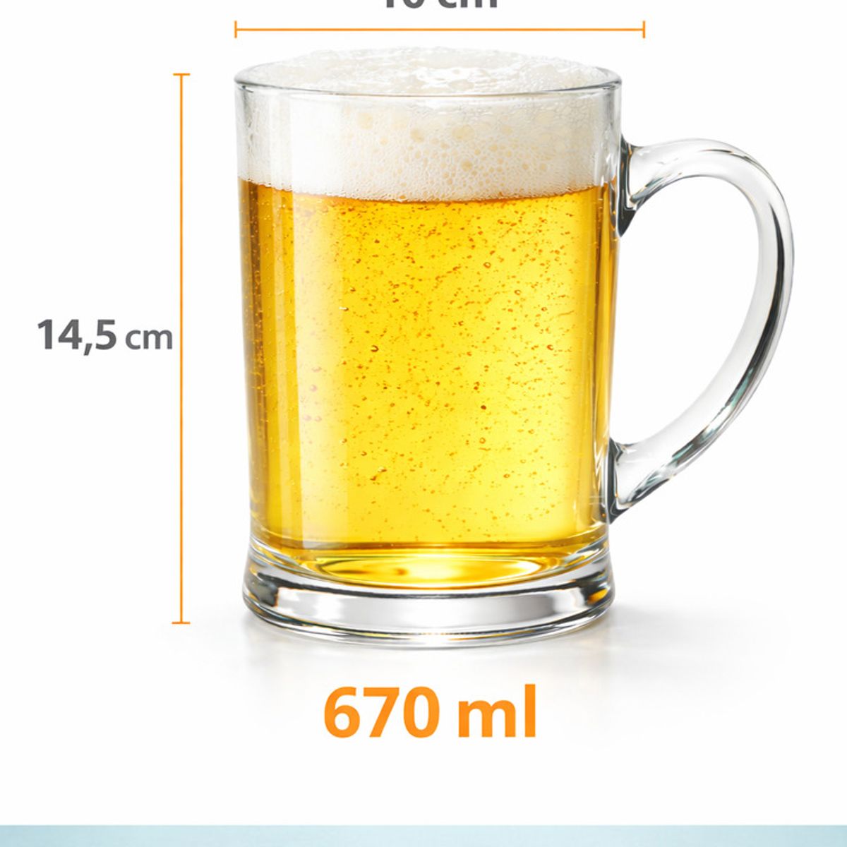 GENERICO - 2 Vasos Cervecero Vidrio Asa Mug Transparente Grueso 670ml