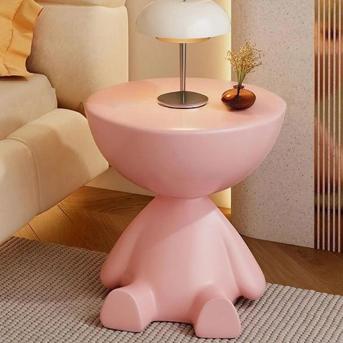 GENERICO - MESA DE ARRIMO EL GUARDIAR SENTADO ESCULTURAL ROSA