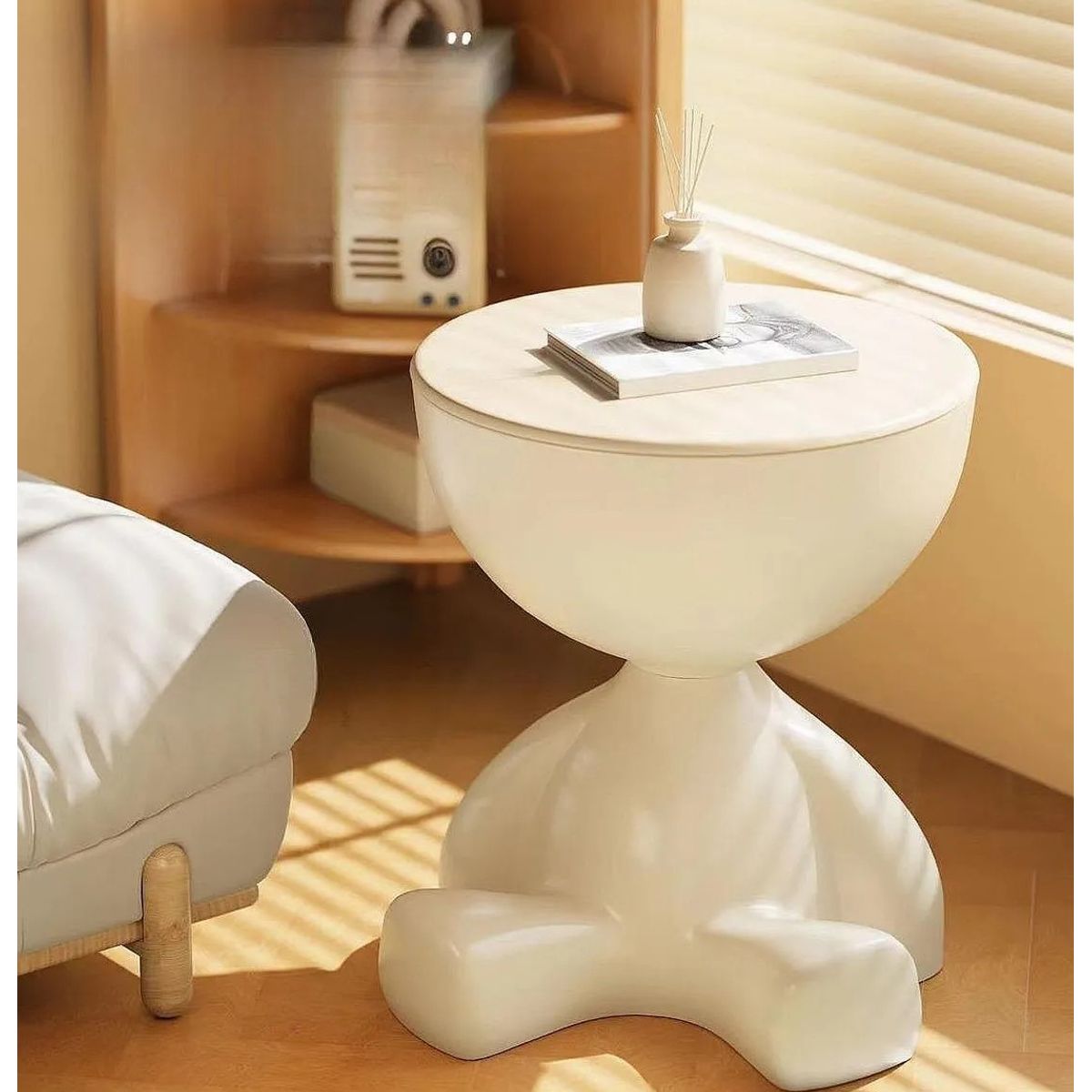 GENERICO - MESA DE ARRIMO EL GUARDIAR SENTADO ESCULTURAL BLANCO