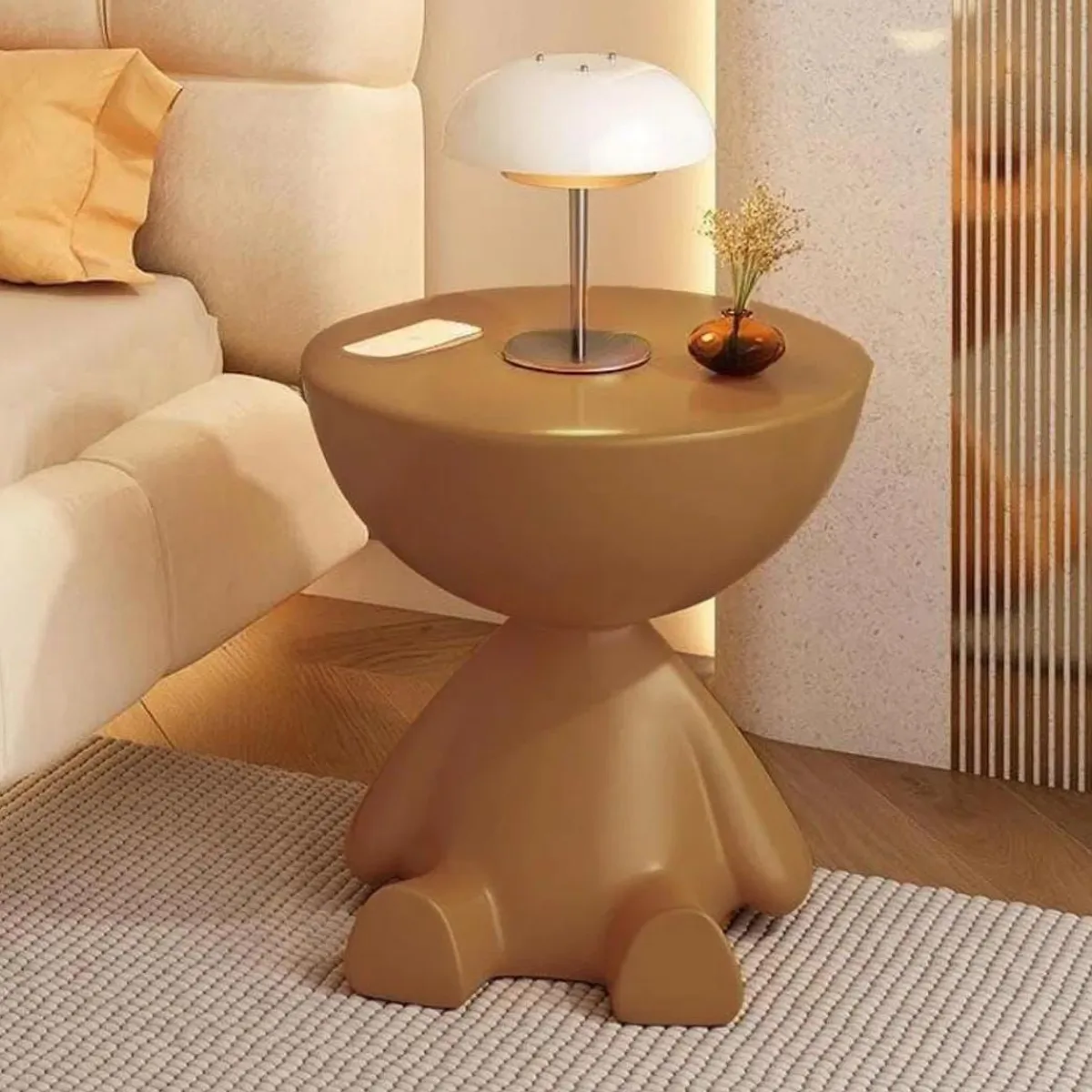 GENERICO - MESA DE ARRIMO EL GUARDIAR SENTADO ESCULTURAL MARRON