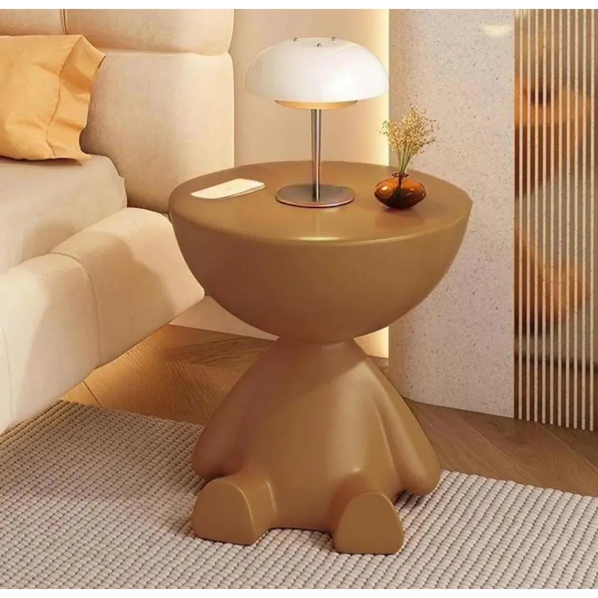 GENERICO - MESA DE ARRIMO EL GUARDIAR SENTADO ESCULTURAL MARRON