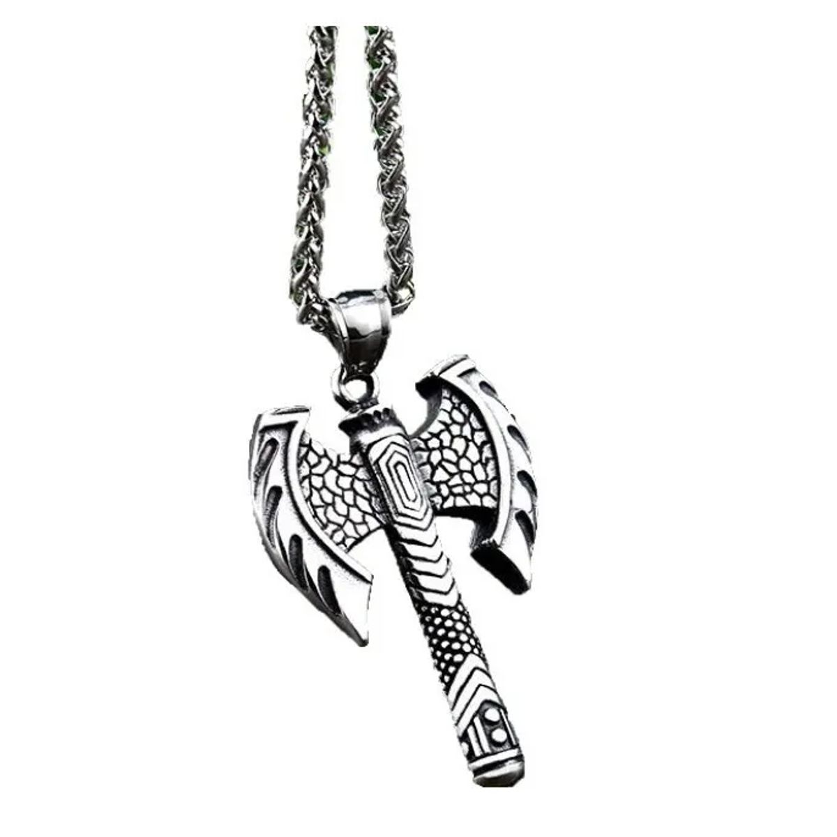 GENERICO - Collar Acero Silver Vikingo Doble Filo Hombre