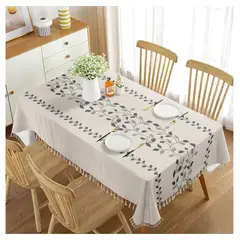 ALMA & DECO - Mantel Antimanchas Mod. "Blue Garden" Flecos Bohemios 140 X 220 Cm Rect