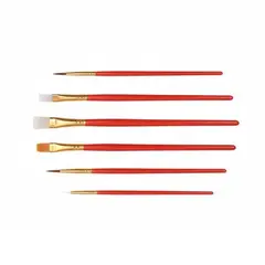 GENERICO - Set De 6 Pinceles Color Rojo 22 cm