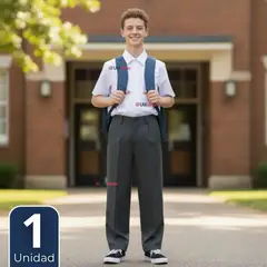 UTILISIMO - Pantalón Escolar Colegio Clásico Gris Niño Juvenil
