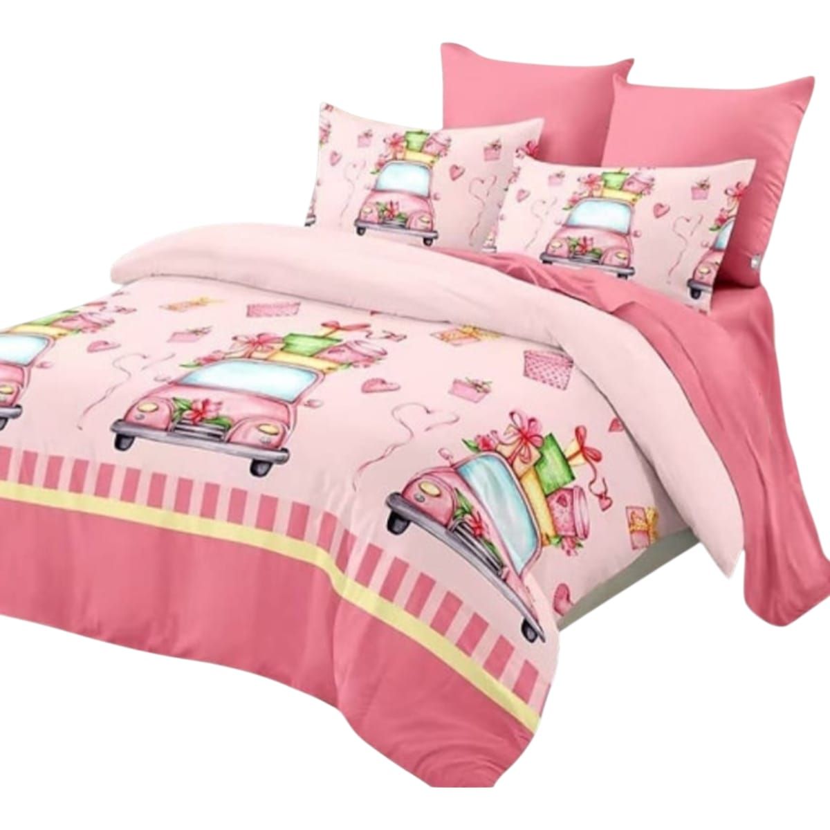 GENERICO - Cubrecama Quilt de verano 1.5 plazas diseño de autos con regalos