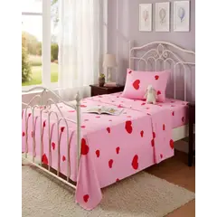 GENERICO - Juego de Sabanas de verano Corazón niña Infantil 1 plaza MAS 1 ALMOHADA