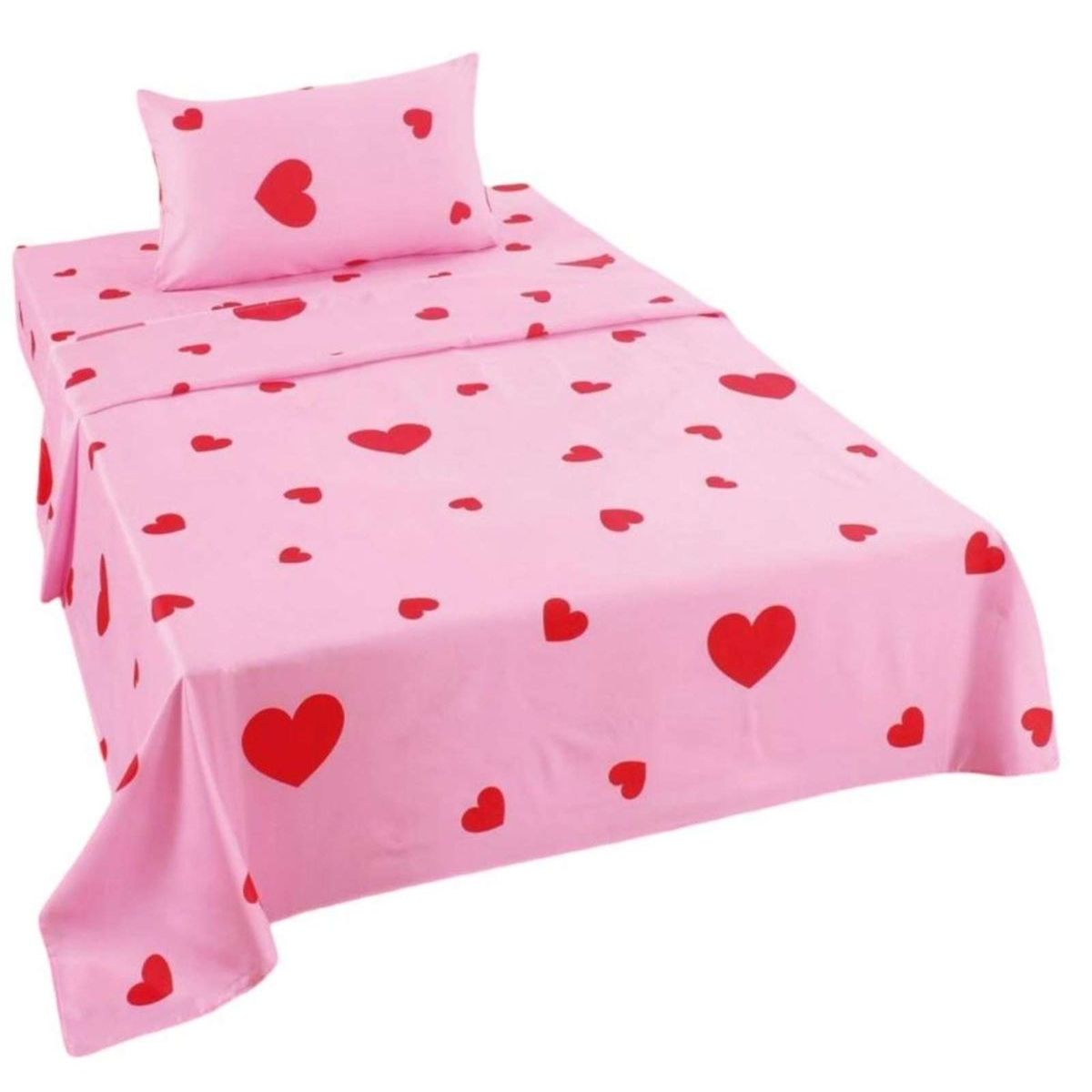 GENERICO - Juego de Sabanas de verano Corazón niña Infantil 1 plaza  MAS 1 ALMOHADA