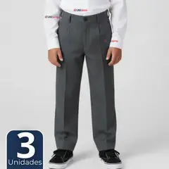 UTILISIMO - Pak 3 Pantalón Escolar Colegio Clásico Gris Niño Juvenil