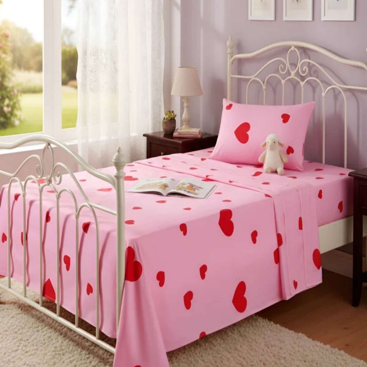 GENERICO - Juego de Sabanas de verano Corazón niña Infantil 1 plaza