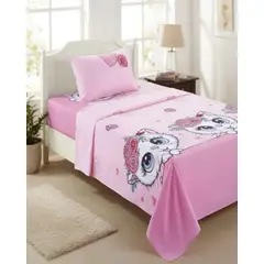 GENERICO - Juego de Sabanas de verano Gatita niña Infantil 1 plaza MAS 1 ALMOHADA
