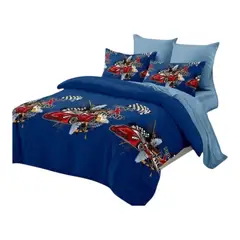 GENERICO - Cubrecama quilt de verano 1.5 plazas diseño autos de carrera