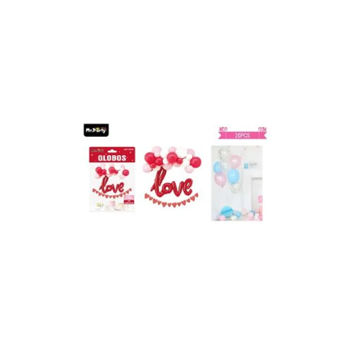 GENERICO - Set de globos látex con letra love rojo 20pcs