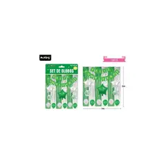 GENERICO - Set de globos y guirnalda con cortina verde plateado 15pcs