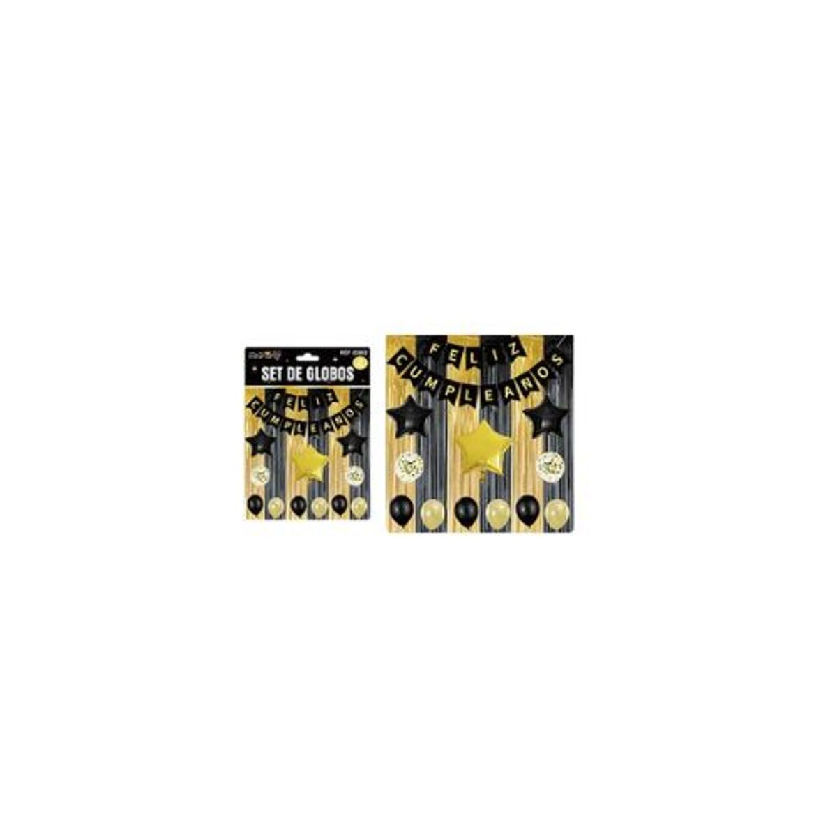 GENERICO - Set de globos y guirnalda con cortina negro dorado 15pcs