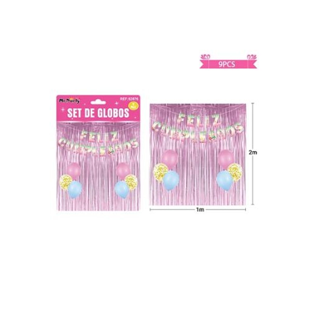 GENERICO - Set de globos con cortina y guirnalda de unicornio 9pcs