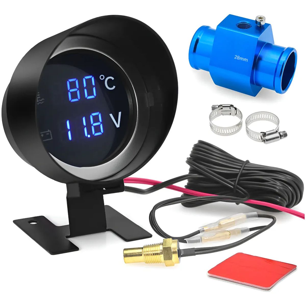 KUANGYE - Medidor De Temperatura Digital Voltimetro De Auto Con Sensor