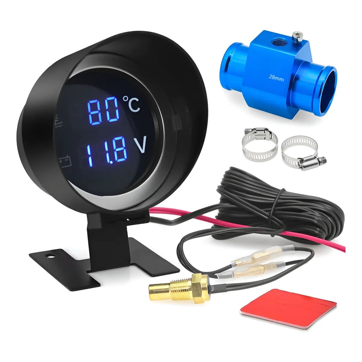 KUANGYE - Medidor De Temperatura Digital Voltimetro De Auto Con Sensor