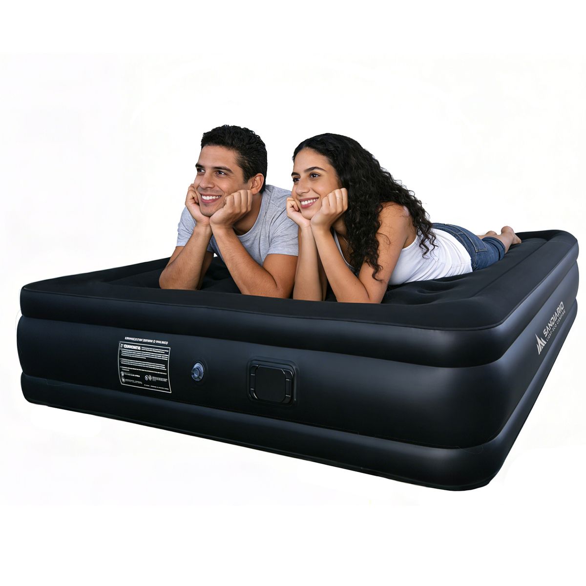 BLUEDREAMER - Sandiario Colchón Inflable Eléctrico 2 Plazas 200×150×40cm Negro