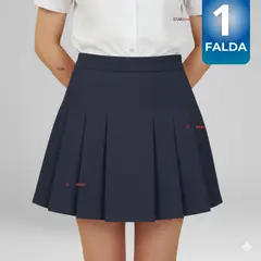 UTILISIMO - Falda Escolar Plisada Color Azul Niña