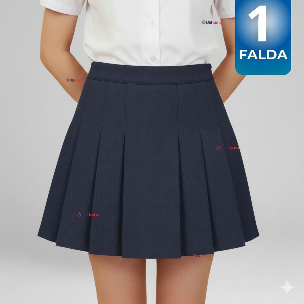 UTILISIMO - Falda Escolar Plisada Color Azul Niña