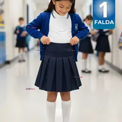 UTILISIMO - Falda Escolar Plisada Color Azul Niña