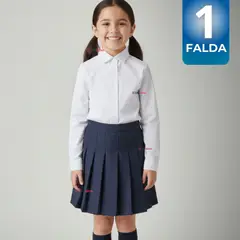UTILISIMO - Falda Escolar Plisada Color Azul Niña