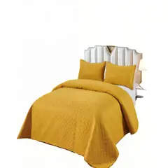 GENERICO - CUBRECAMA DE VERANO UNICOLOR CON POMPON KING COLOR AMARILLO