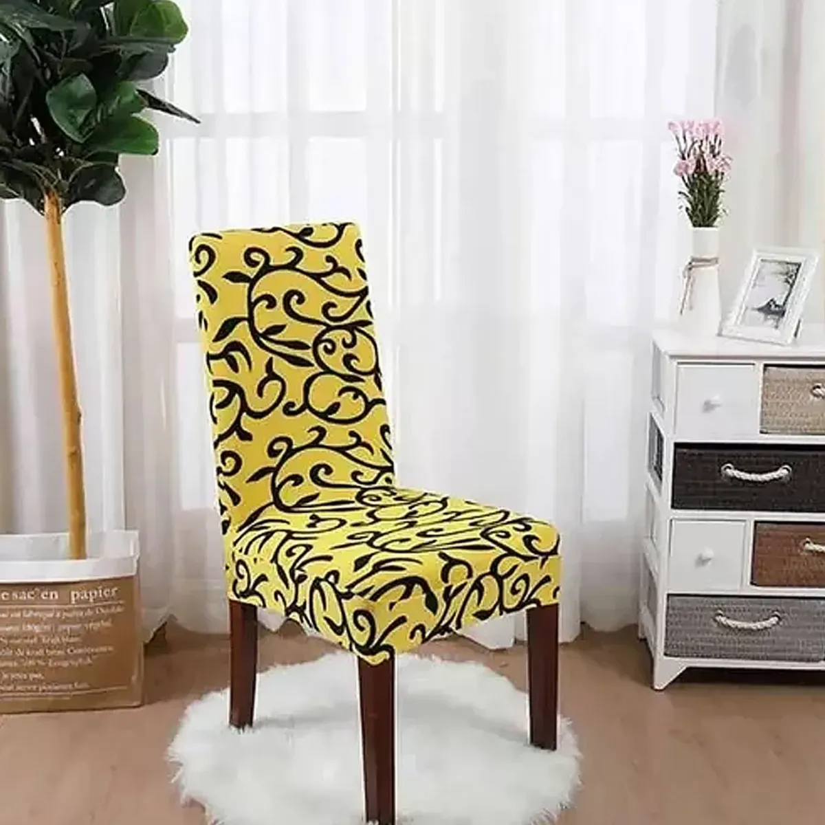 OKAY - Pack 6 Funda De Silla Para Comedor Diseño Flor Spandex