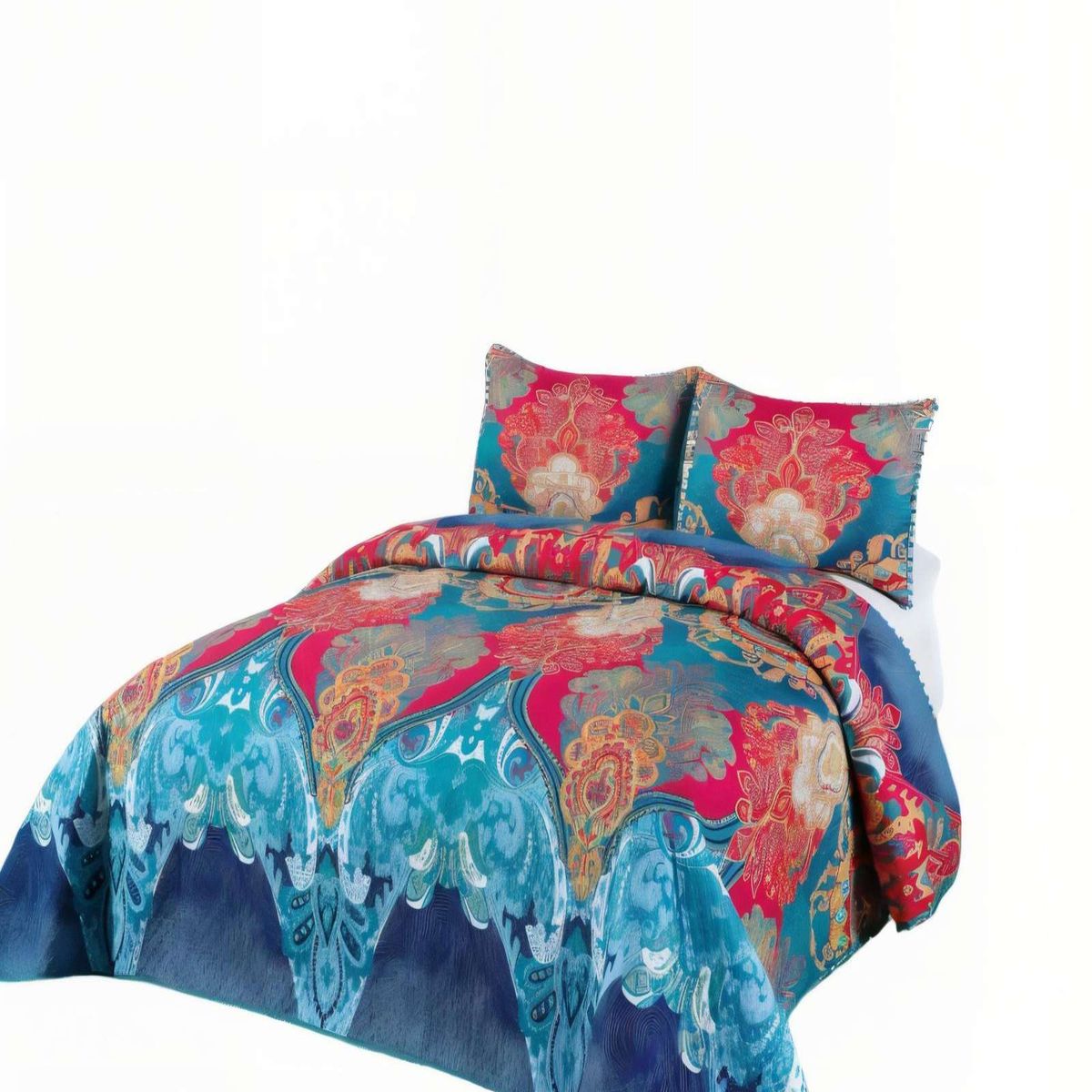 GENERICO - CUBRECAMA DE VERANO MULTICOLOR CON DISENO Y POMPON 2P
