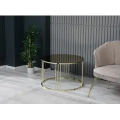 GENERICO - Mesa Centro Vidrio Espejo 3 Sutun Gold Metal