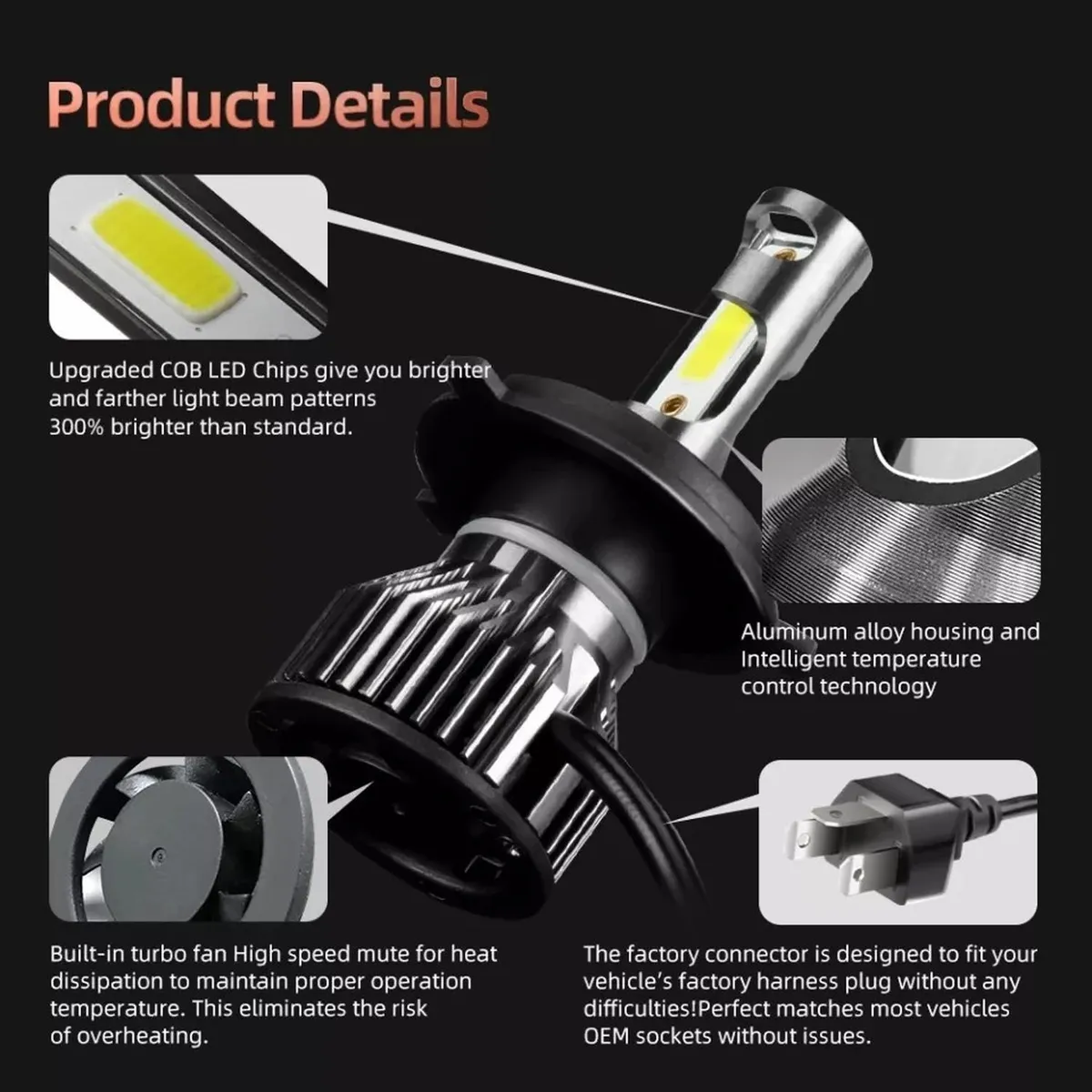 GENERICO - Ampolleta Led H4 / 6500k / 8000lm Moto Yamaha Fzn 150 2.0