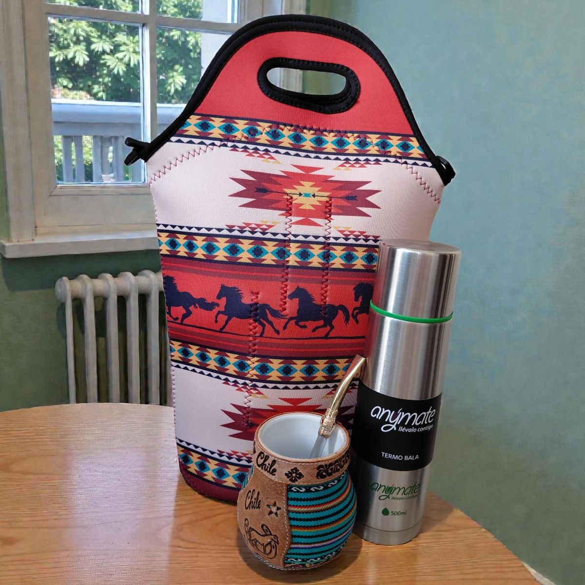 GENERICO - Set Mate Bolso Matero +Termo 500ml+Mate Ceramica 120ml + Bomilla