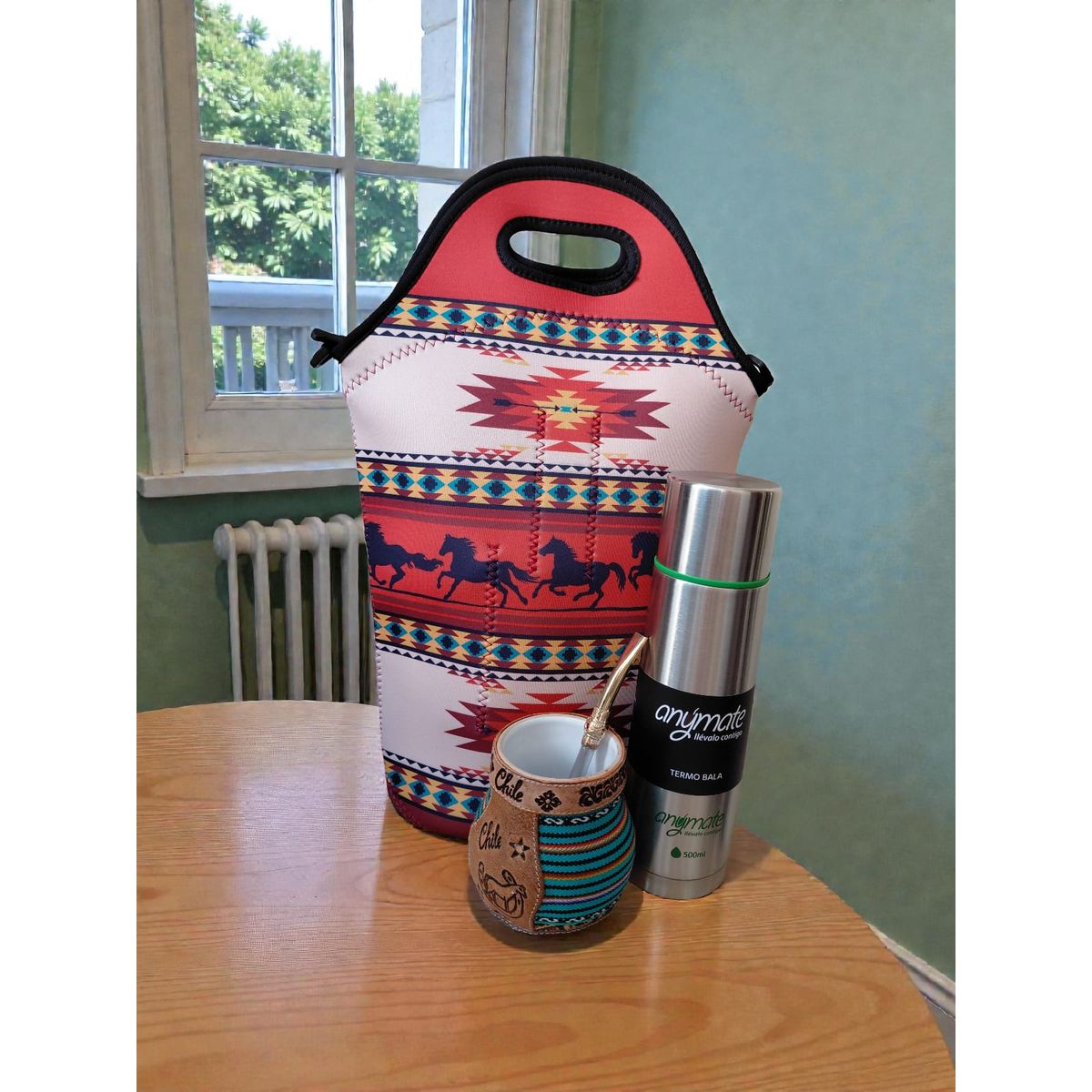 GENERICO - Set Mate Bolso Matero +Termo 500ml+Mate Ceramica 120ml + Bomilla
