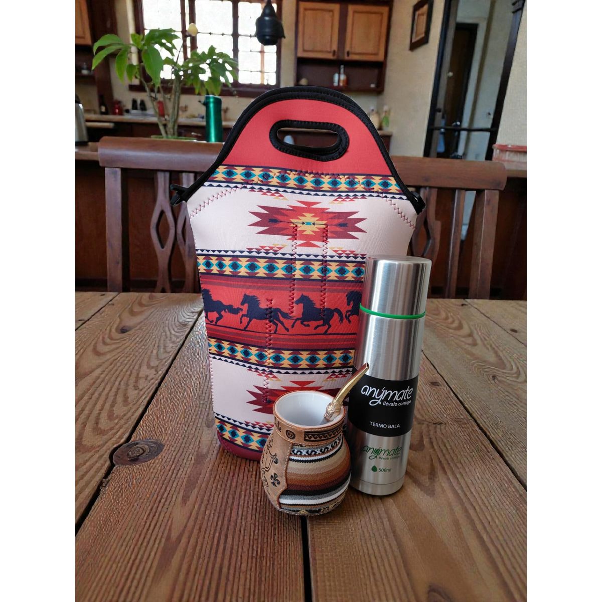 GENERICO - Set Mate Bolso Matero +Termo 500ml+Mate Ceramica 120ml + Bomilla
